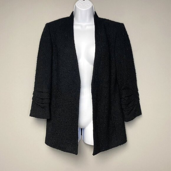 Calvin Klein Old Money Jackie O Tweed Open Front Black Blazer Womens Size 8 - Picture 1 of 7